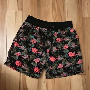 Burnside Black and Red Floral Men's swim Shorts